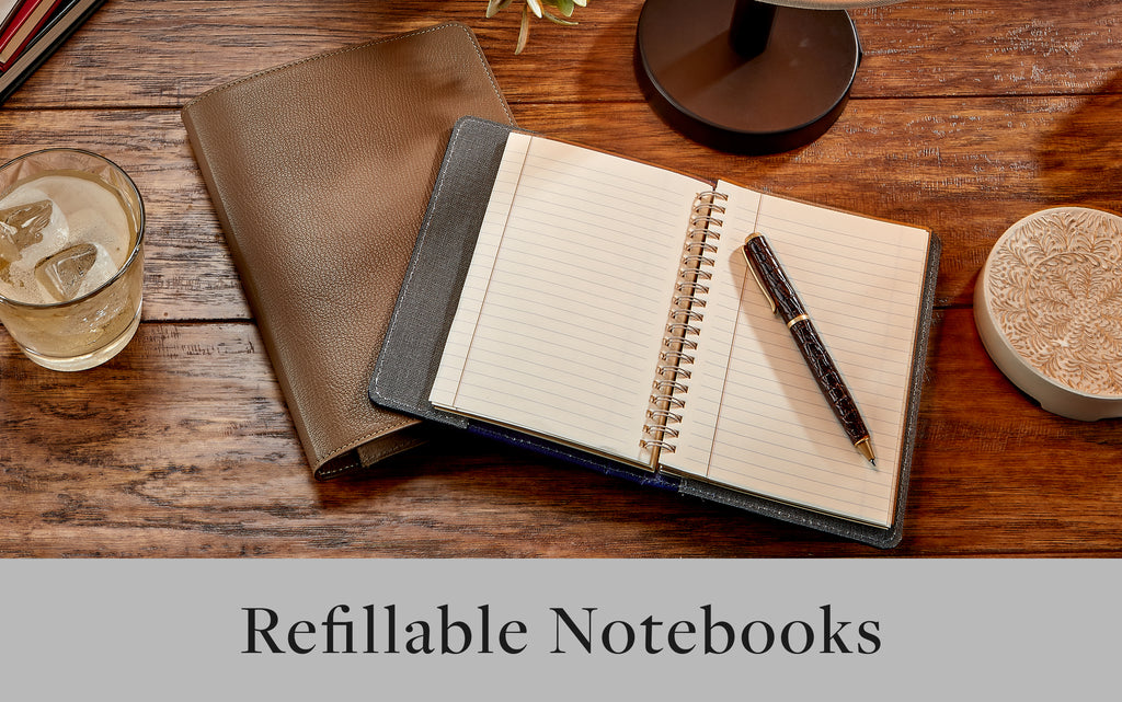  Leather Writing Journal, Refillable Notebook with