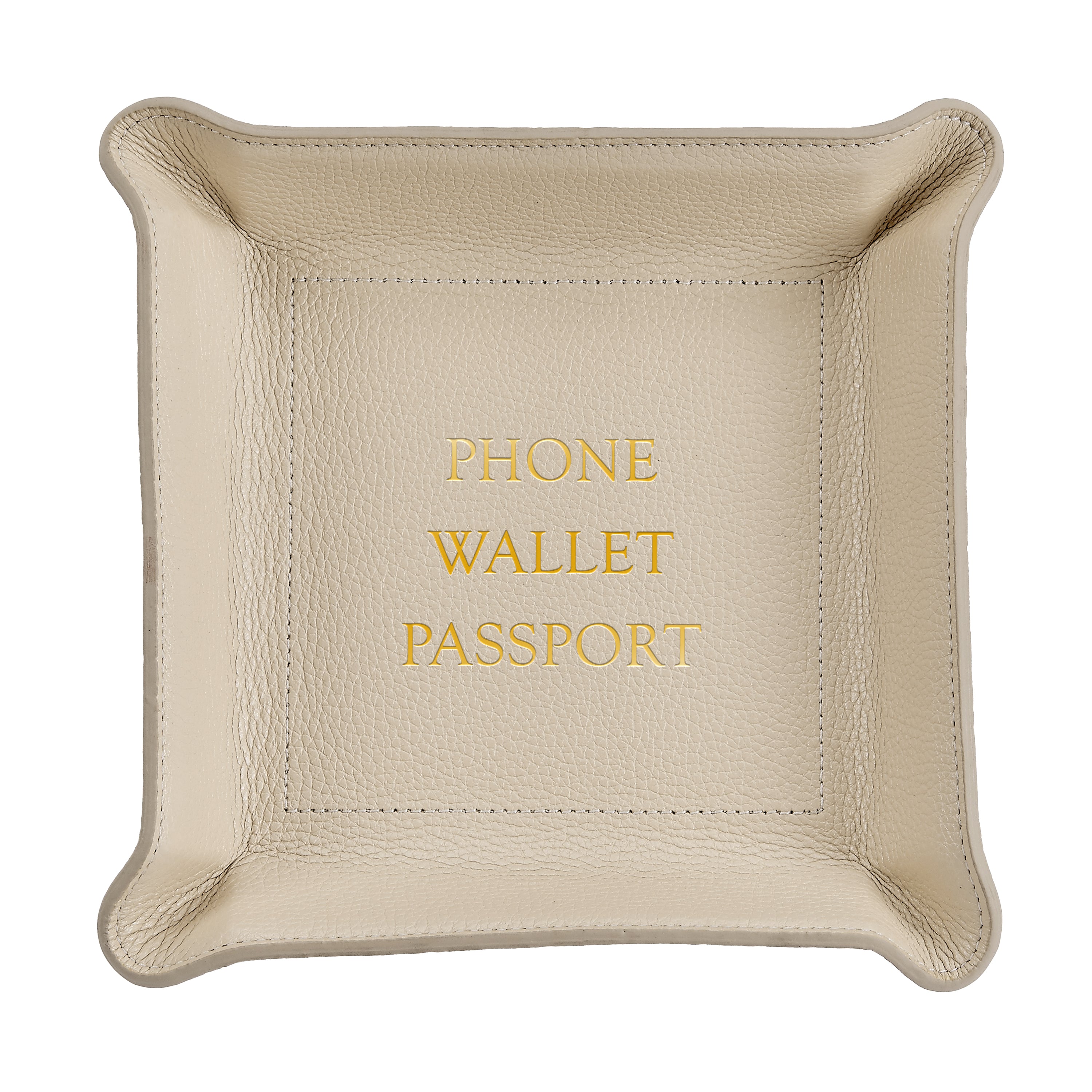 "Phone, Wallet, Passport" Leather Valet Tray