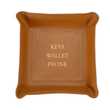 "Keys, Wallet, Phone" Leather Catchall Tray