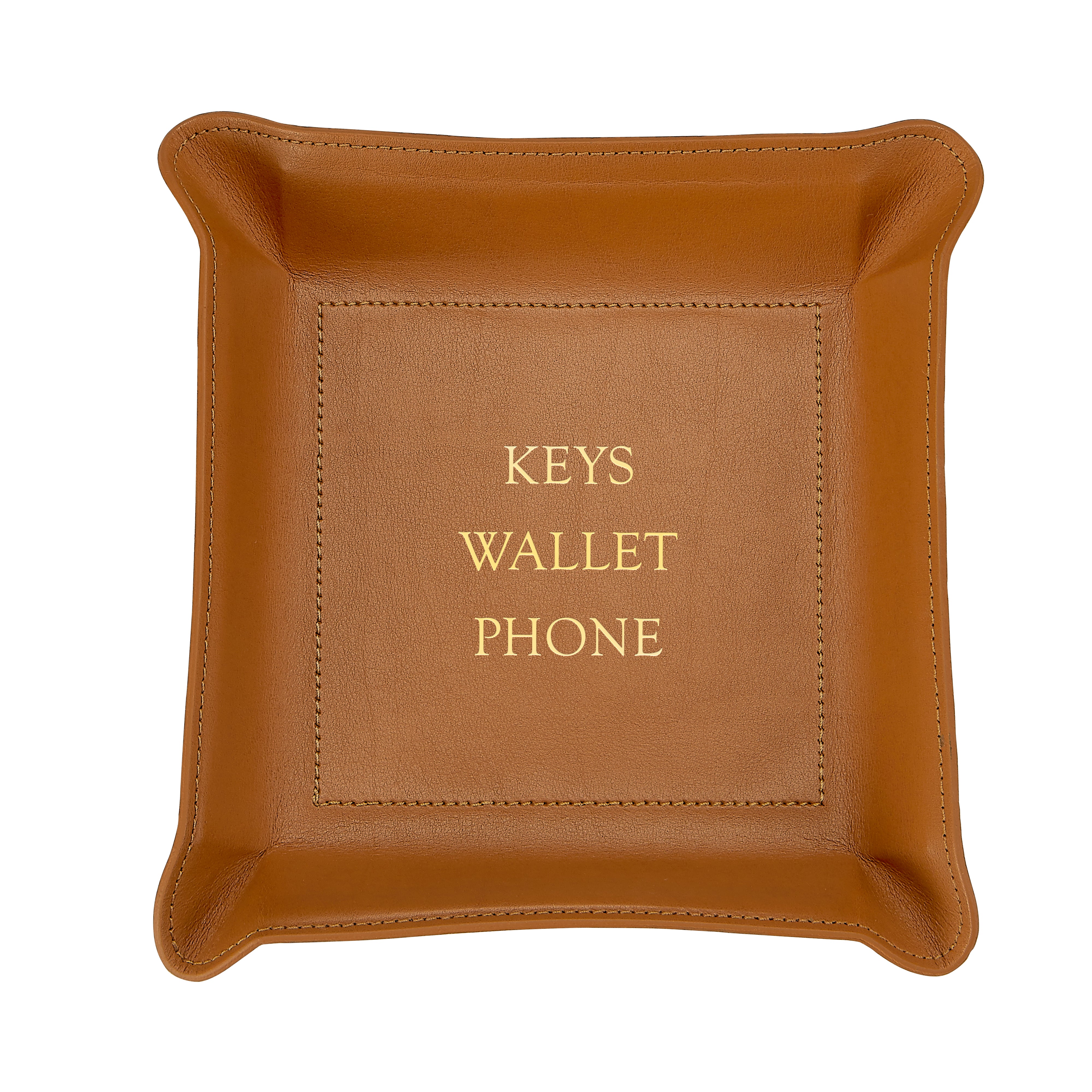 "Keys, Wallet, Phone" Leather Catchall Tray