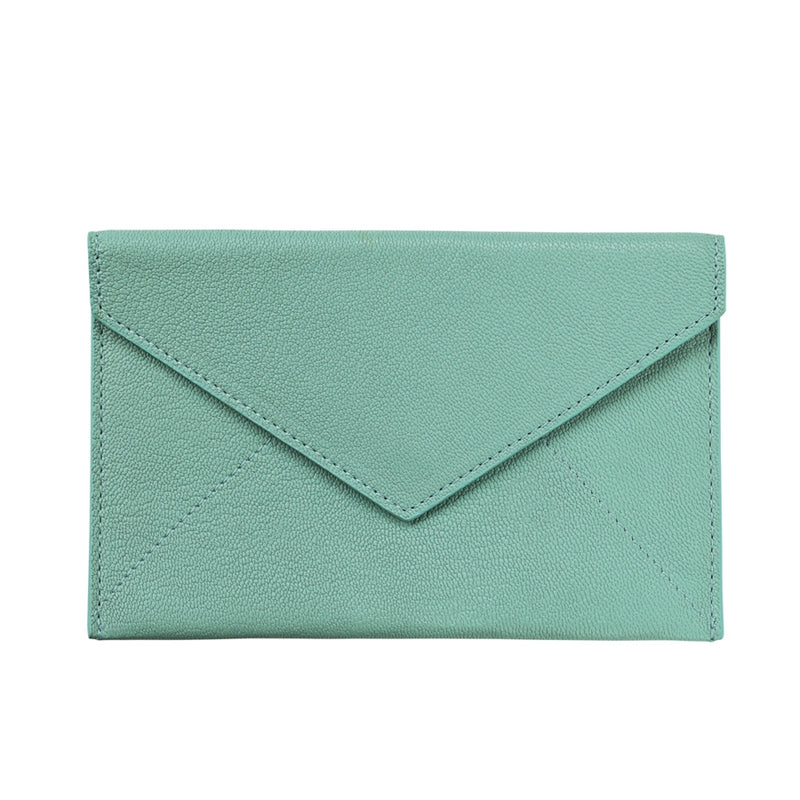 Medium Envelope | Robin's Egg Blue Goatskin Leather – Graphic Image