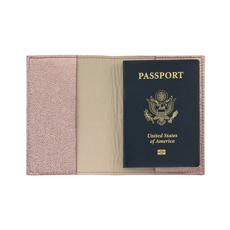 Modern Distressed Leather Luxury Gold Monogram Passport Holder